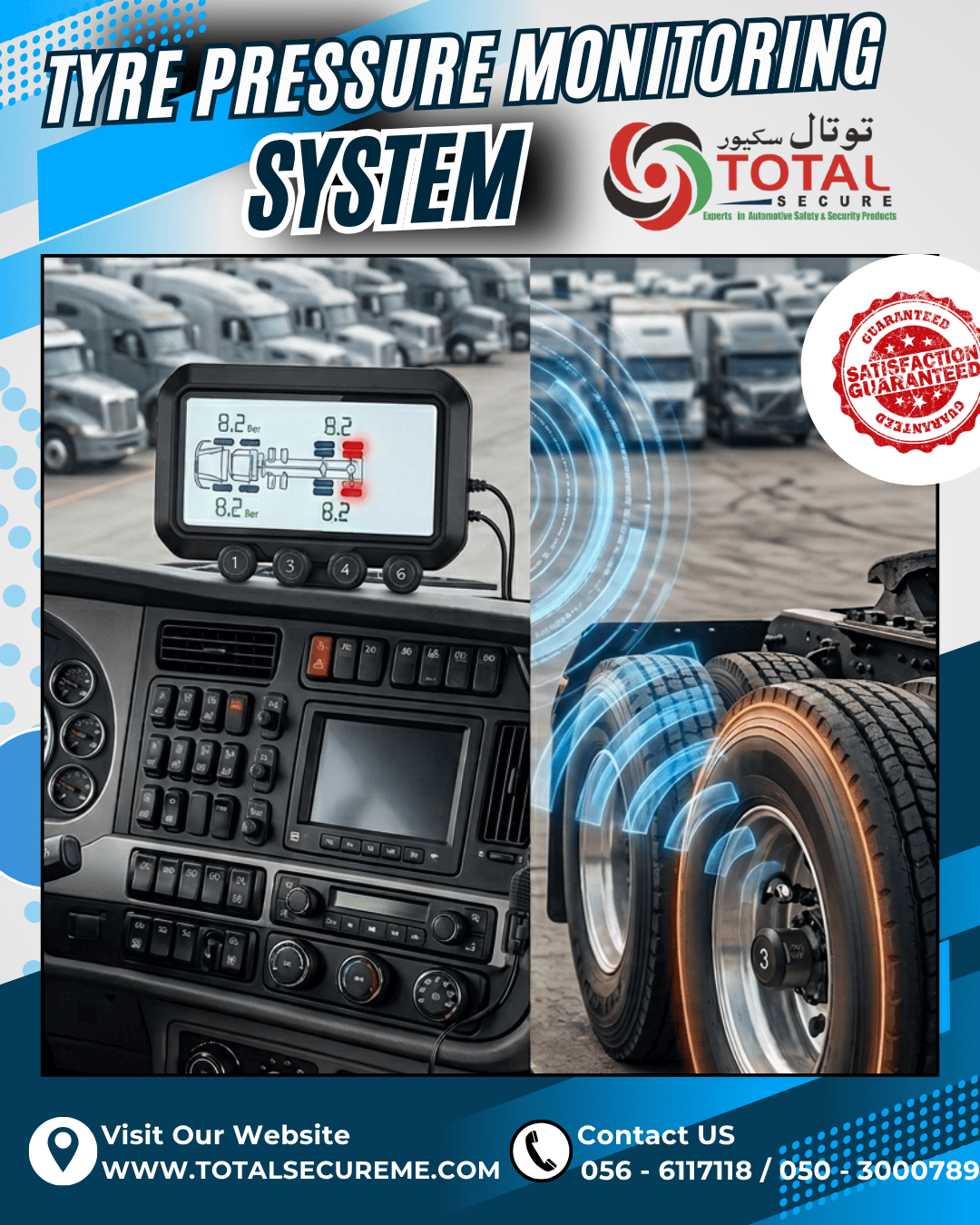 Tire Pressure Monitoring System Dubai UAE, Heavy truck fleet safety UAE, Gulf tire blowout prevention